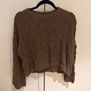 Olive Green Open Knit Sweater